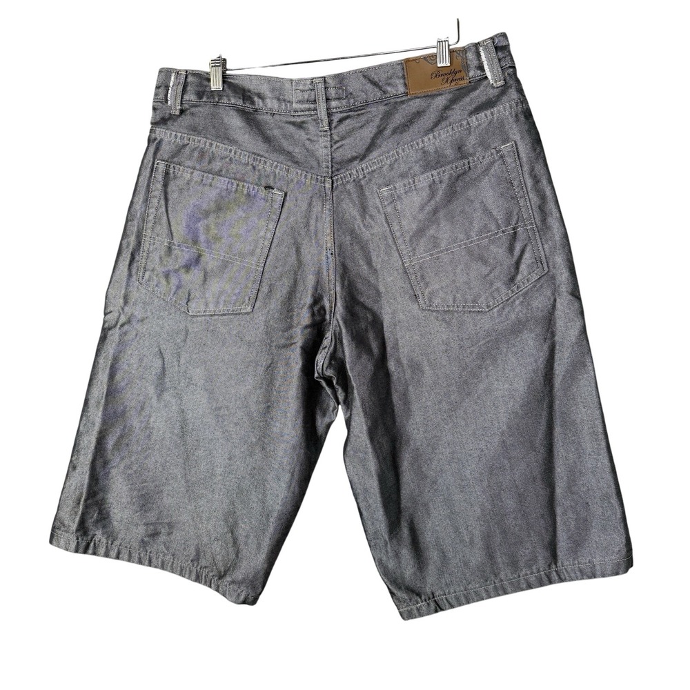Vintage Y2K BROOKLYN XPRESS Denim Jorts Long Baggy Grey Bermuda Shorts Mens‎ 40